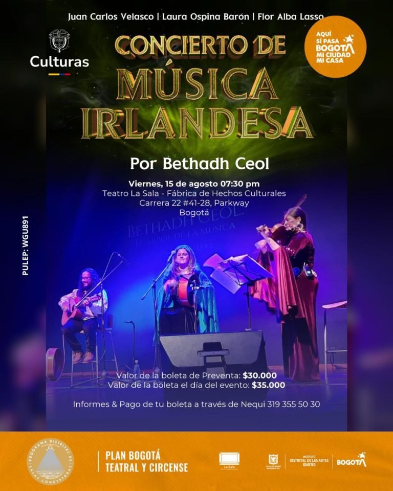 Concierto de música irlandesa en Bogotá: Bethadh Ceol trae la magia celta al Parkway este 15 de agosto